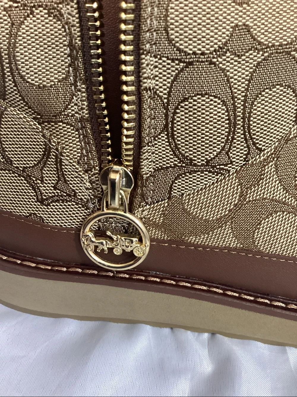 Coach Beige Signature Logo Shearling-Lined Women's Boot